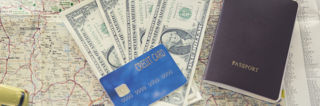 passport and credit card with money
